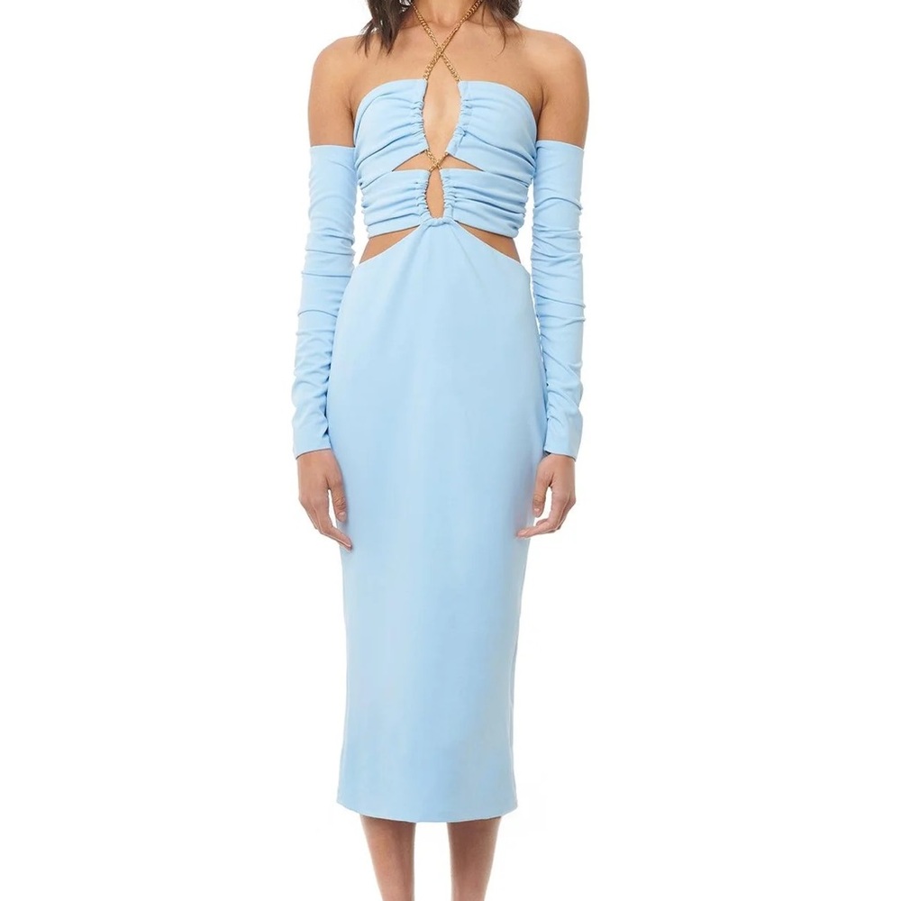 Chic Light Blue Long Sleeve Dress